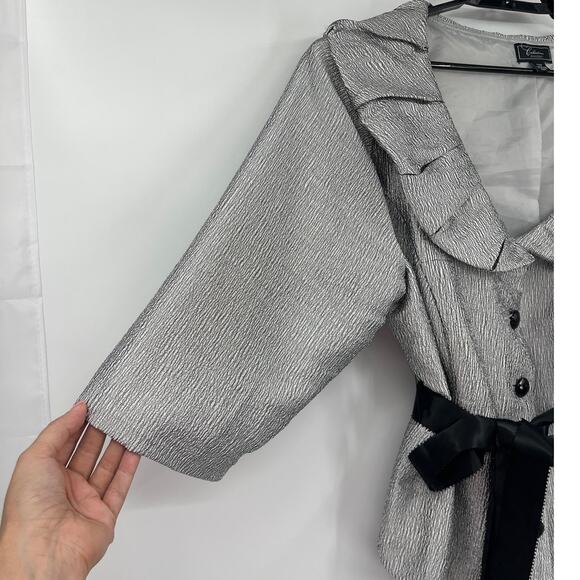 Dressbarn Collection Ruffle Collar Cocktail Womens Jacket Sz 20W Retro Glam Belt - Picture 6 of 13